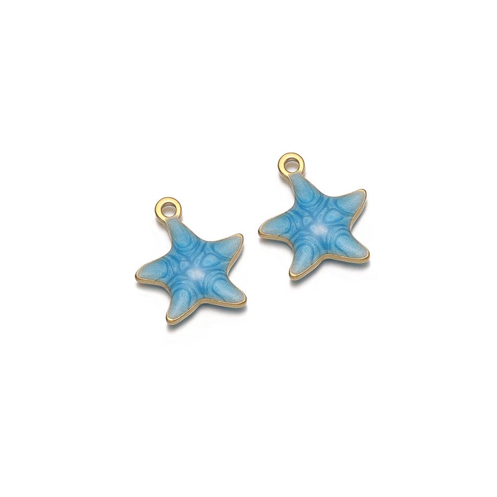20pcs Stainless Steel Enamel Star Women Girls Cute Bracelet Decoration Summer Necklace Charms DIY Jewelry Accessories Making