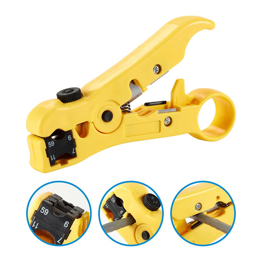 Multi-Functional Coaxial Cable Stripper Pliers,Wire Stripping Tool for RG6 RG59 RG7 RG11 UTP STP Cables