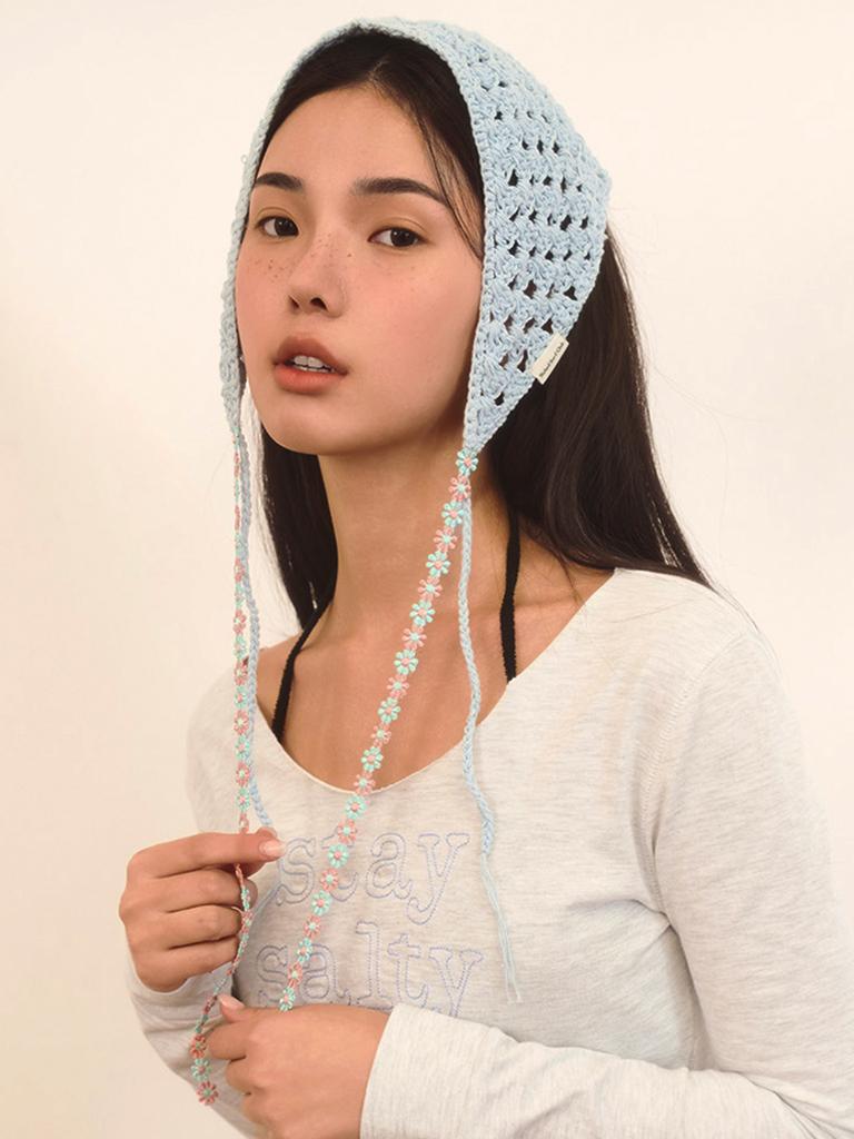 NAKED SURF CLUB Flower Crochet Bonnet (Sky Blue)