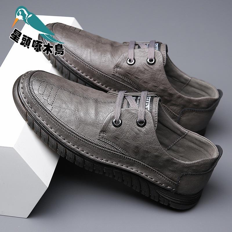 

Star-headed woodpecker casual shoes men s new leather shoes beef tendon sole genuine leather men s leather shoes cowhide 38
