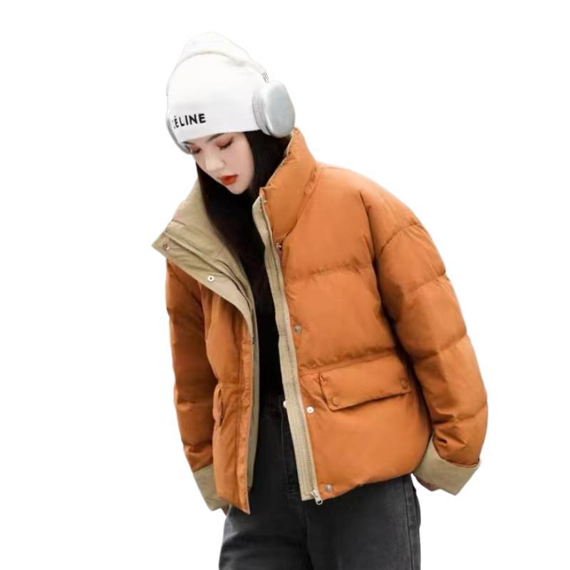 Fashion contrasting color down cotton clothes autumn and winter small man versatile 2024 new women's cotton-padded coat thickened warm