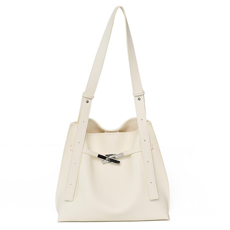 Retro Soft Leather Large Capacity Tote Bag for Women, New Casual and Simple Commuting One Shoulder Underarm Bucket Bag