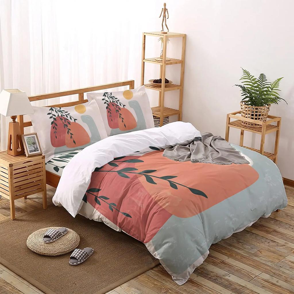 Mid Century Bohemian Abstract Duvet Cover Set Geometric Luxury Bedding Sets Tropical Palm Tree Plant Comforter Cover Set 2/3pcs