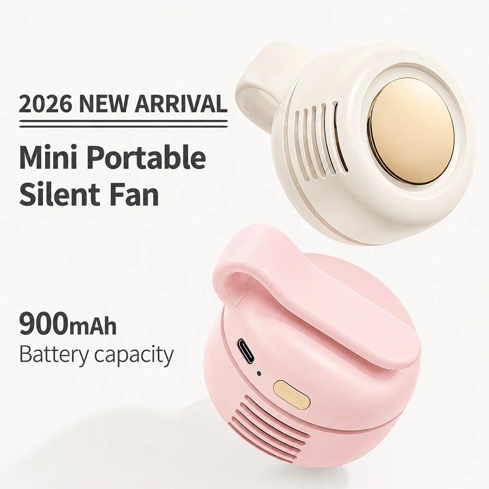 Mini Whirlwind Leafless Fan 3-Speed Silent Strong Wind USB Rechargeable Handsfree Waist Clip Handheld for Outdoor Travel Hiking