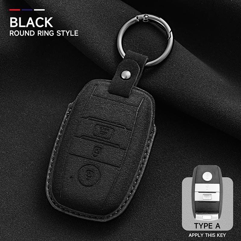 Suede Faux Leather Car Key Case Cover For Kia Key Fob Cover Protector Shell Fit For Kia Ceed Cerato Forte Niro Seltos Sorento