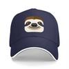 Sloth Face Design Black Baseball Cap Adjustable Hat for Men and Women Casual Outdoor Wear Fashion Accessory