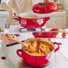 Shuke Enamel Flower Tomato Milk/Soup Pot