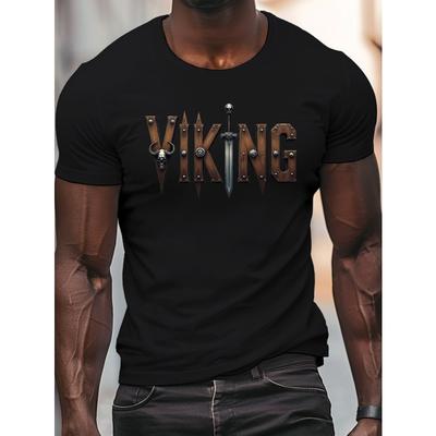 Tailles européennes T-shirt décontracté à manches courtes pour homme avec un design Viking Médiéval, Parfait pour l'été, Grande taille