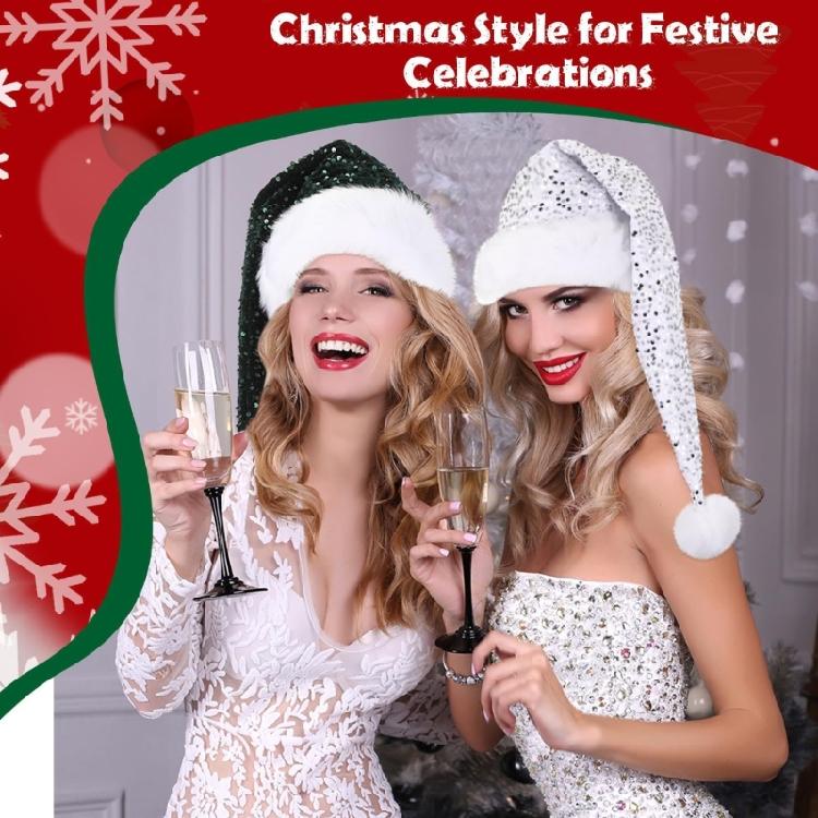 Thermals Christmas Party Hats Glitter Embellished Hats With Thickened Fabric For Men Women Kids Winter Wear