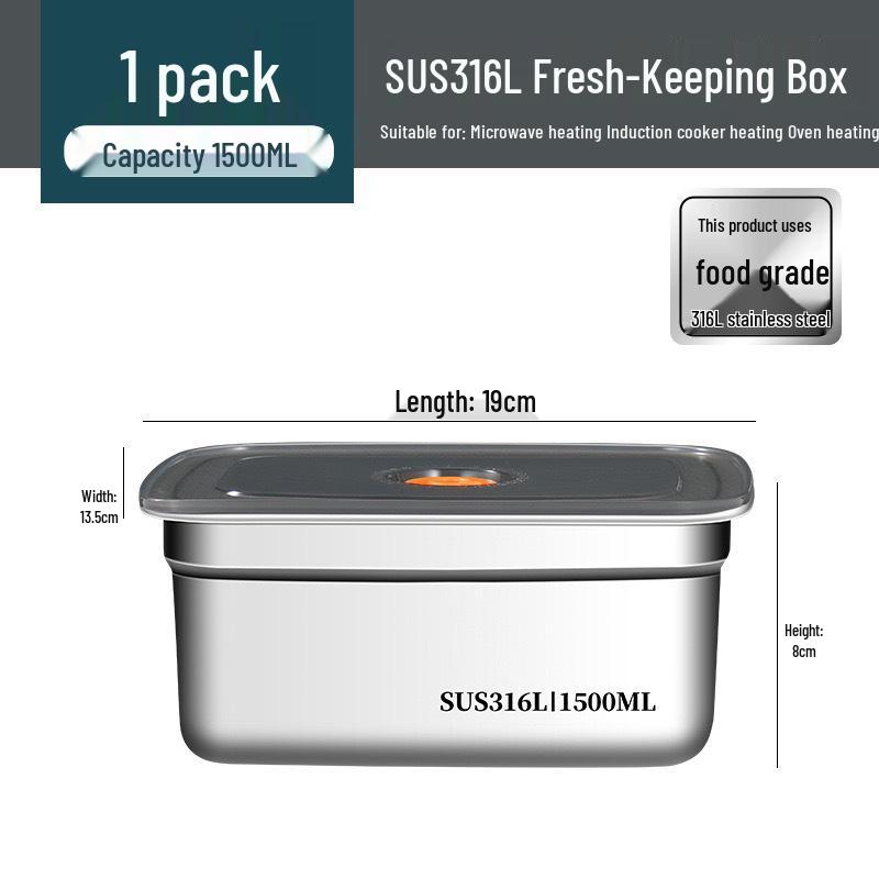 316 Stainless Steel Food Storage Box: Portable, Sealed, and Ideal for Refrigerator Cold Storage.
