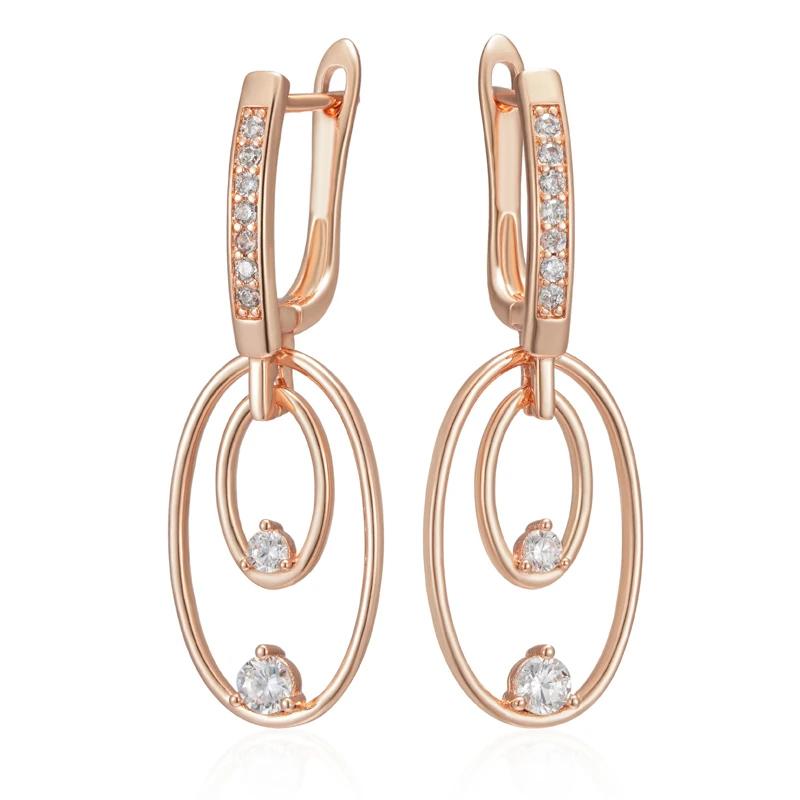 

Белый циркон, двойной полый круглый кулон, золотые серьги, ювелирные изделия для свадебной вечеринки для женщин, модные аксессуары