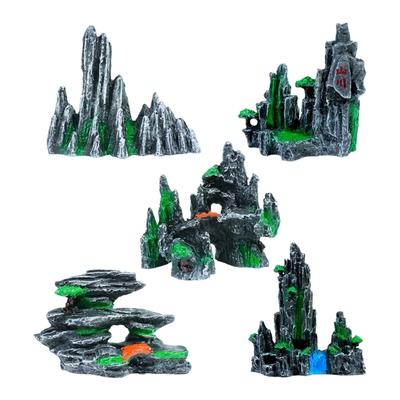 Miniature Landscape Resins Fish Tanks Decors Artificial Rock Mountain Sculpture Safe For Fish Aquarium Rockery Ornament