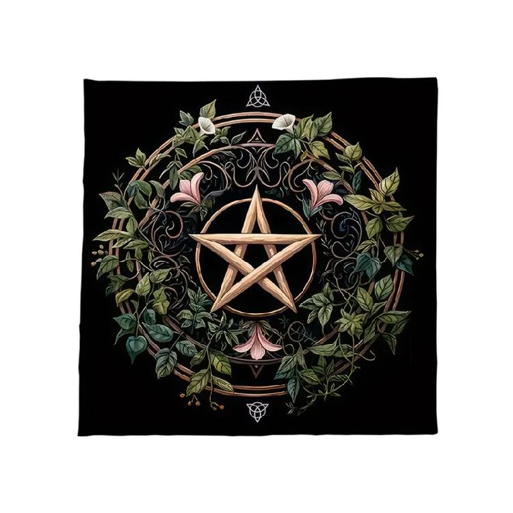 Star Plant Pattern Astrology Tablecloth Altars Cloth Square Divinations Card Table Cloth Witchcrafts Deck Cloth