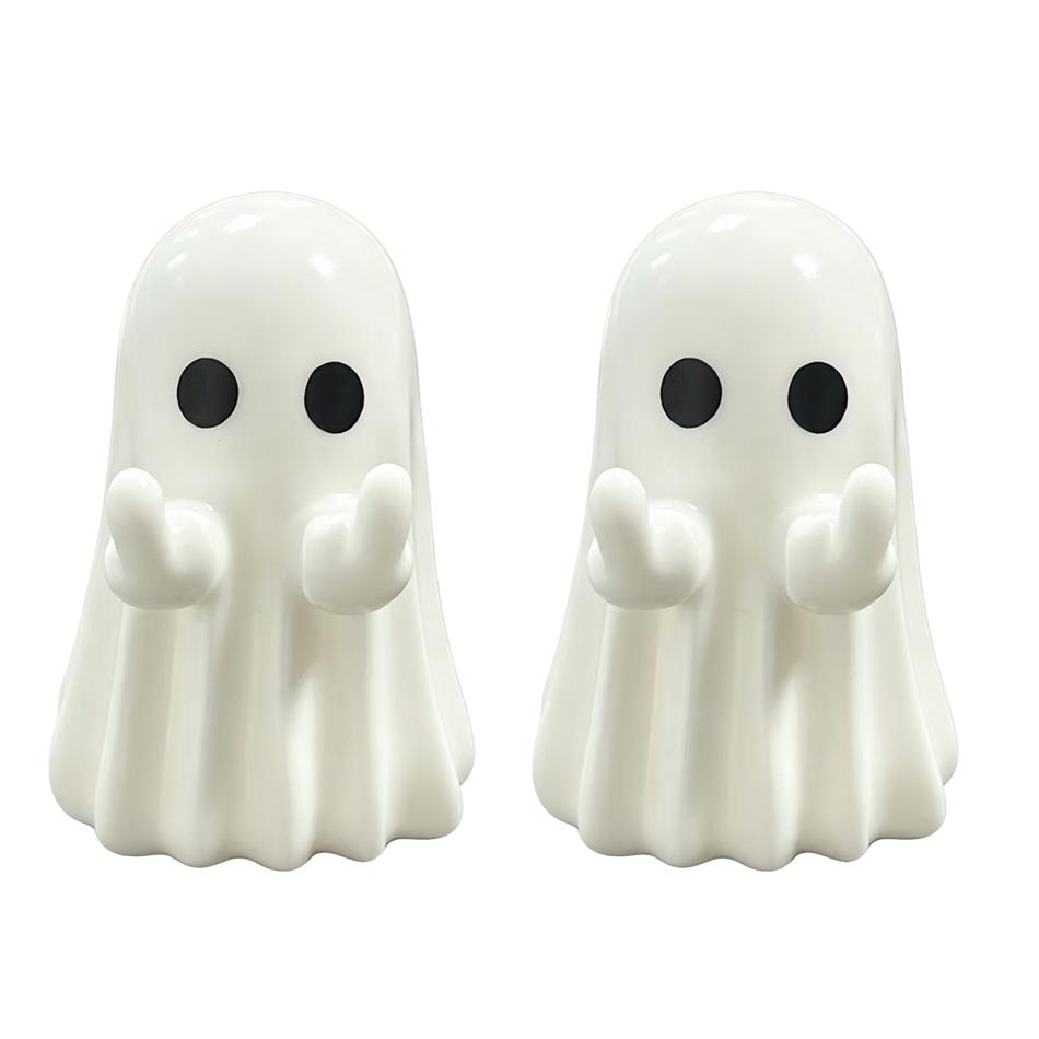Hot New Arrival Cute Ghost Sculpture with Middle Finger Mini Halloween Desk Decor Funny Creative Novelty Gift for Office