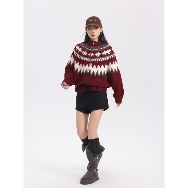 Unisex Fair Isle Wool Cardigan: Spring & Autumn Casual Color Block, Loose Long Sleeve Sweater for Men & Women