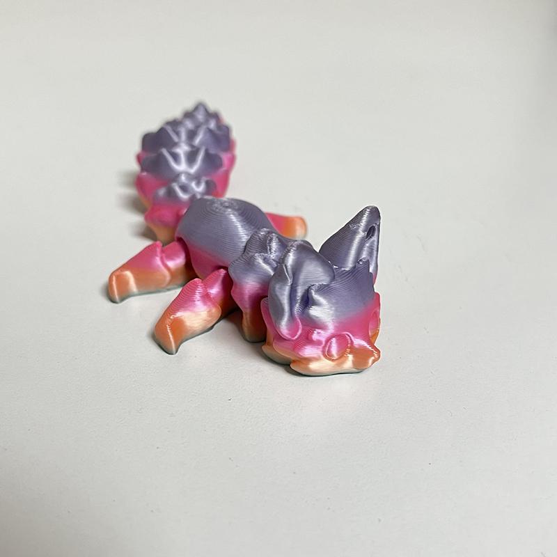Compact Movable 3D Fox Keychain 3D Printed Colorful Articulating Keychain Toy Action Figure Collectible Desk Ornament Gifts
