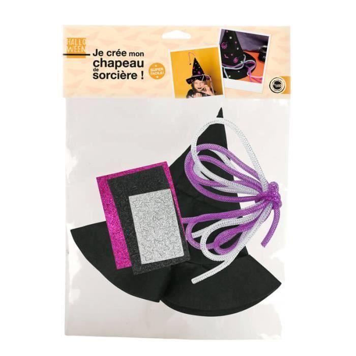 Kit - Multicolore - Chapeau de sorcière - Tissu pailleté - Pour enfants à partir de 3 ans - Mixte