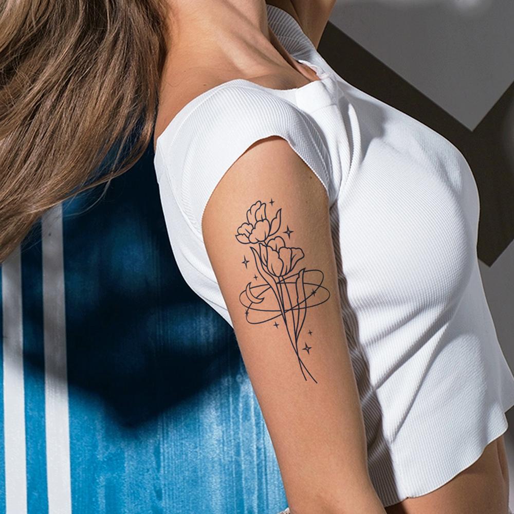 1 Sheets Semi Permanent Tattoos Women's Arm Back Fake Tattoos Waterproof and Long Lasting Plant Juice Tattoos