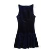 Zbza Autumn New Women's Clothing Fashion Style French Design Bowknot Decoration Velvet Dress 9388072