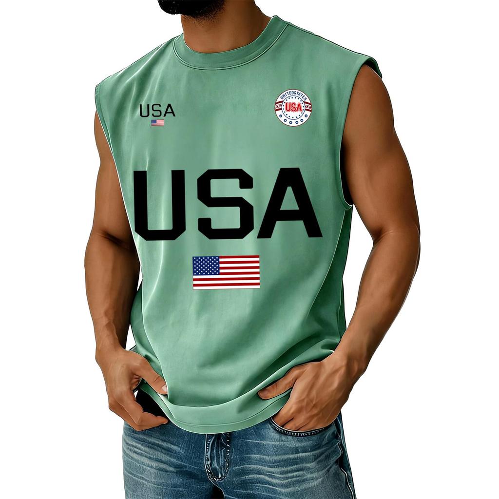 Men's Casual Independence Day Printed Tank Top