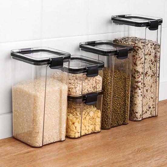 Szczelne pojemniki do przechowywania żywności z pokrywką Plastikowe Pojemniki do organizacji spiżarni Kuchenne na płatki, suche produkty, mąkę, cukier