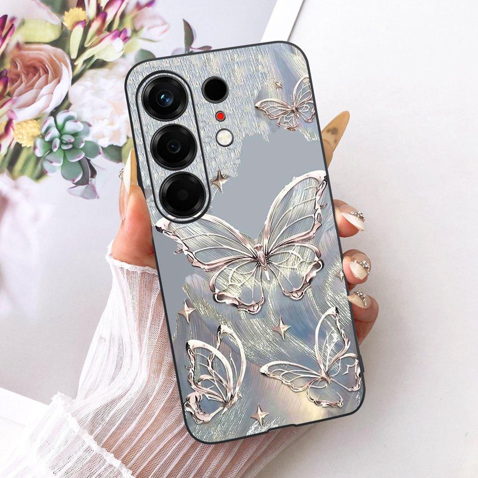 For Tecno Camon 50 4G CN5 Cute Flower Butterfly Cat Painted Case For Tecno Camon50 4G Black Silicone Soft Phone Cases