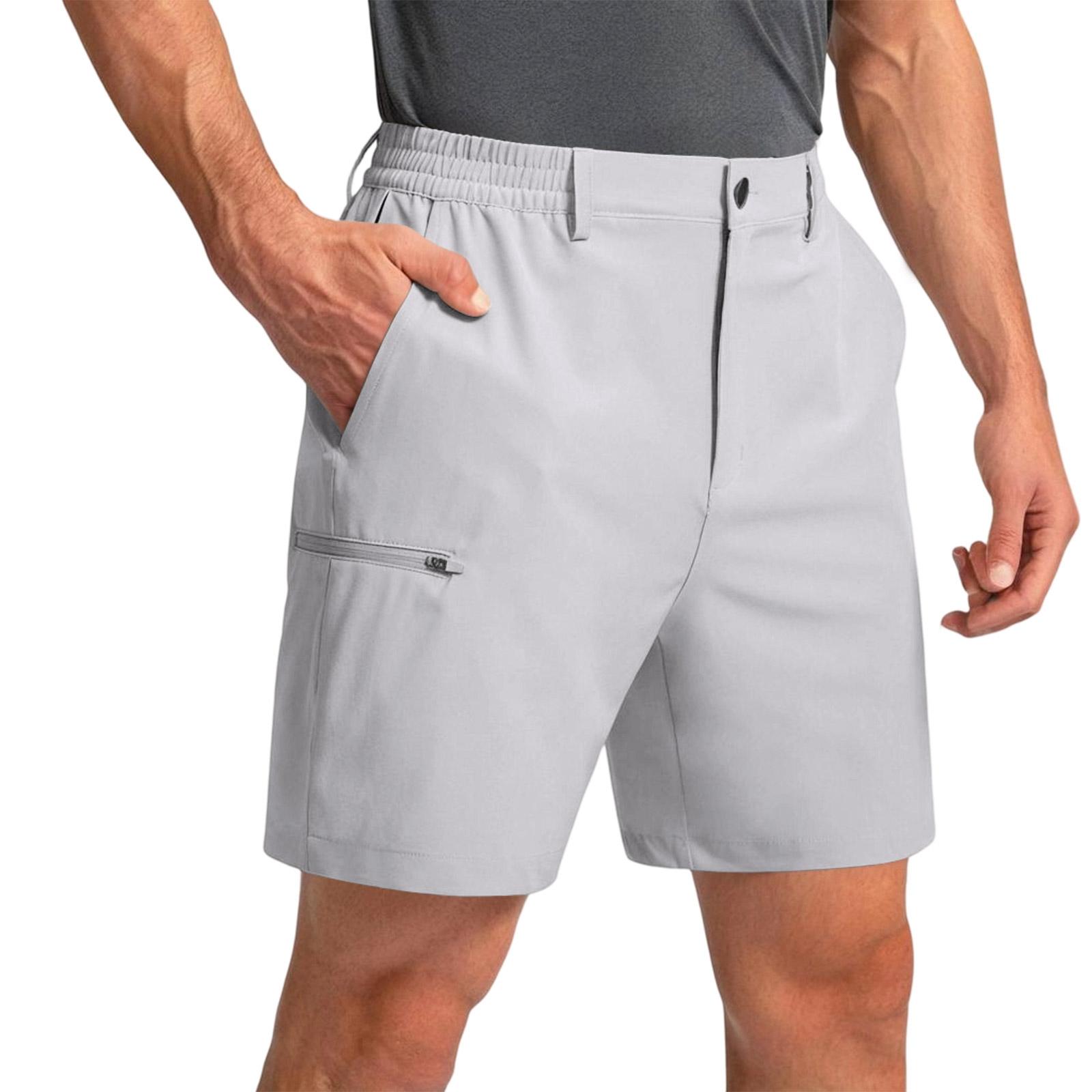 

Men s Relaxed Fit Knee Length Shorts with Elastic Waistband and Zippered Side Pockets for Casual Outdoor Wear S