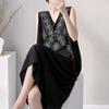 Literary style embroidered cotton silk nightdress women's summer artificial cotton with chest pad pocket loungewear can be worn outside dress thin