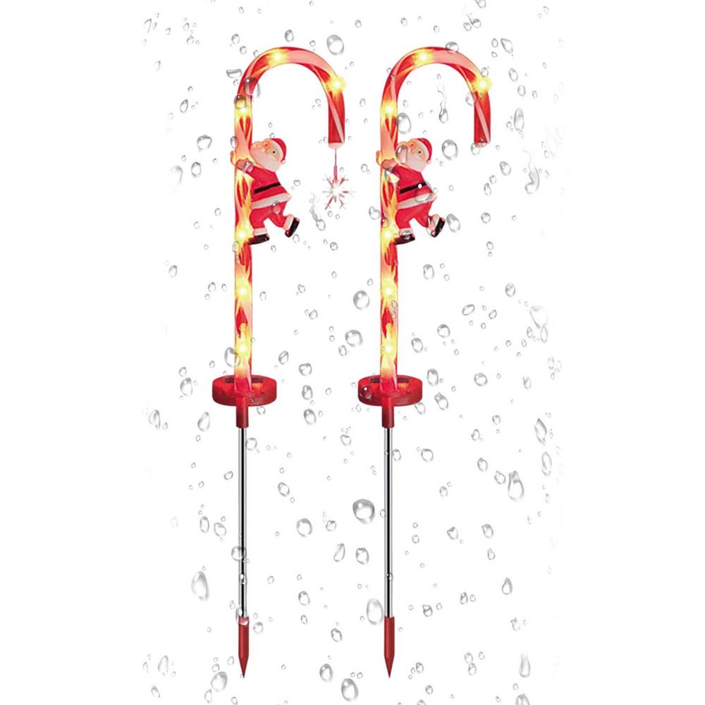 2/8/10/12 pcs Solar Christmas Lights Candy Cane Lights Courtyard Outdoor Waterproof Led Garden Holiday Decoration Lawn Light