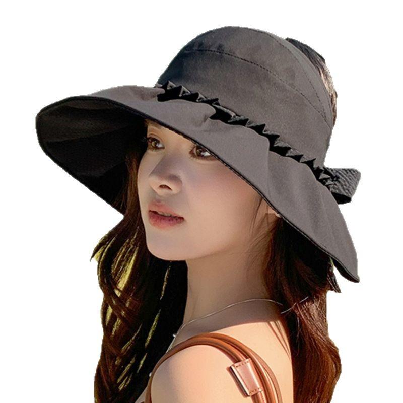 2025 new empty top hat versatile spring summer bucket hat big brim sun protection bow