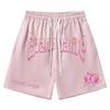 Simple Letter Printed Drawstring Pink Shorts Men's Summer New Straight-leg Slim Casual Five-point Pants