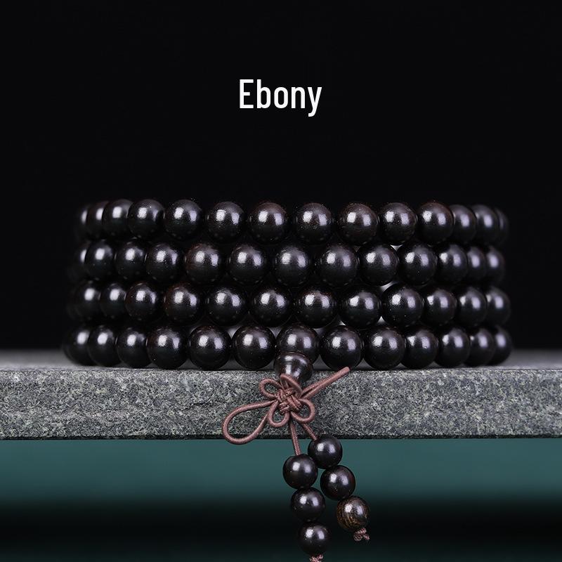 Buddhist 108 Beads Bracelet: Red Sandalwood, Green Sandalwood, Ebony Wood Rosary Necklace