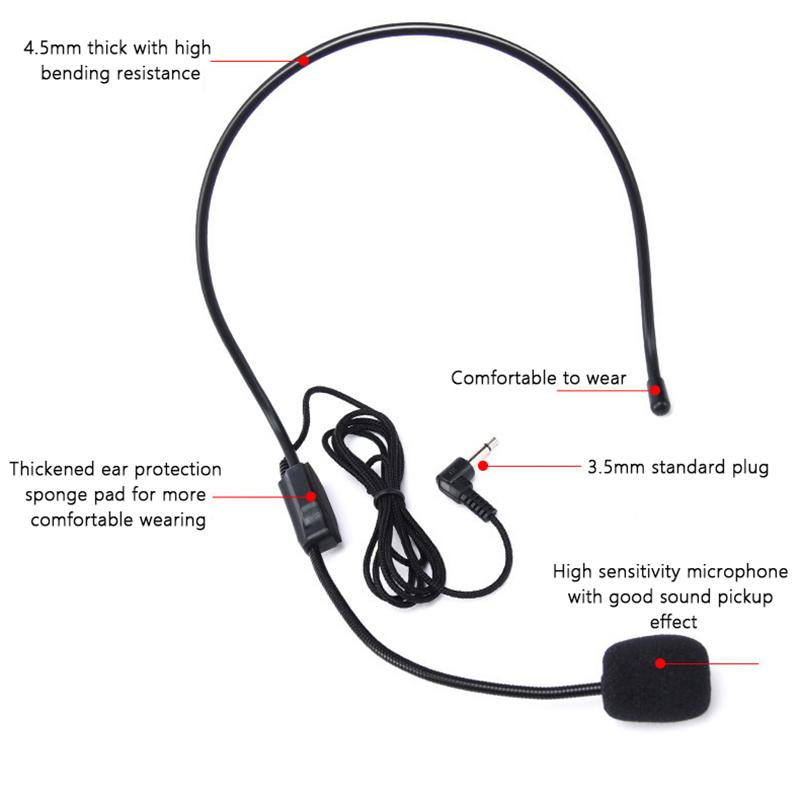 Portable Head Mounted Headset Microphone Wired 3.5Mm Plug Mic For Shopping Mall Teacher Tour Guide Amplifier Phone Wheat Bee Ear