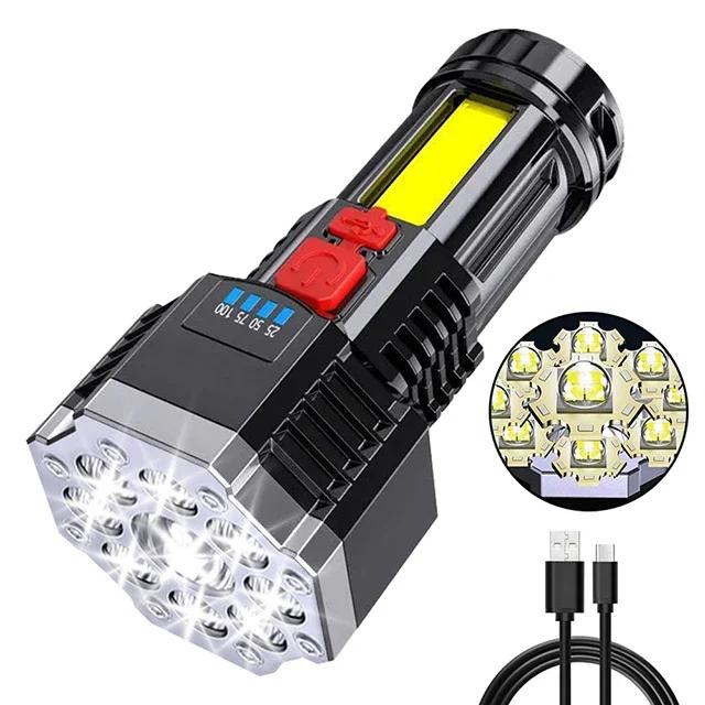Powerful LED Flashlight Super Bright USB Rechargeable COB 7 LED Handheld Lantern Outdoor Waterproof Camping Portable Torch Light