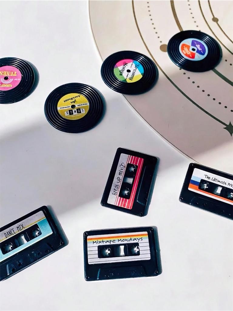 Magneti per Frigorifero Vintage, Stile Cassetta e Disco in Vinile, Decorazione per Frigorifero di Casa, Ornamento da Tavolo per Ufficio e Casa