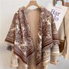122*128cm Oversized  Imitation Cashmere Wrap with Tassels, Floral Travel Blanket Cape Pashmina Shawl for Women, Versatile scarf