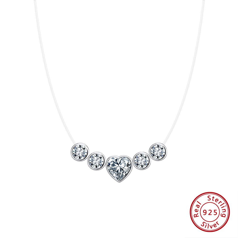 

ORSA JEWELS Искрящееся Простое Серебряное Ожерелье 925 пробы на Леске с Кубическим Цирконием 8A для Женщин Блестящая Цепочка Украшение LZN30 серебряный