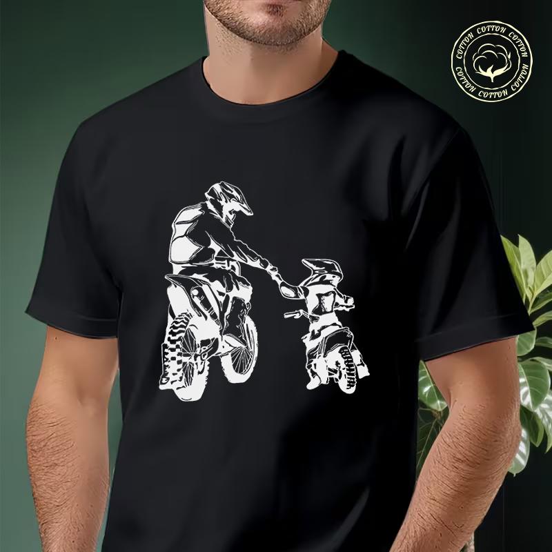Dad And Son Funny Motorcycle Graphic Men's Moto T Shirt Casual Dress High Quality Mens Cotton R