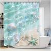 Beach Themed Shower Curtain With Sea Shells And Blue Starfish Design - Watercolor Effect For Home Bathroom Decor Elevate Space