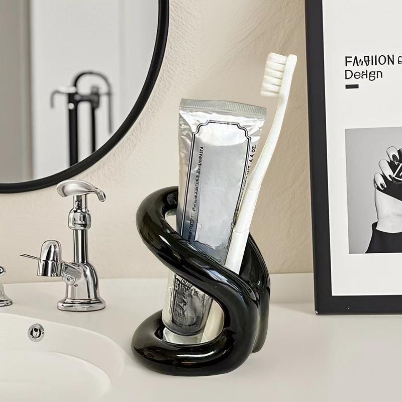 Modern Minimalist Knot Series Couple's Bathroom Toothbrush and Toothpaste Decorative Storage Rack