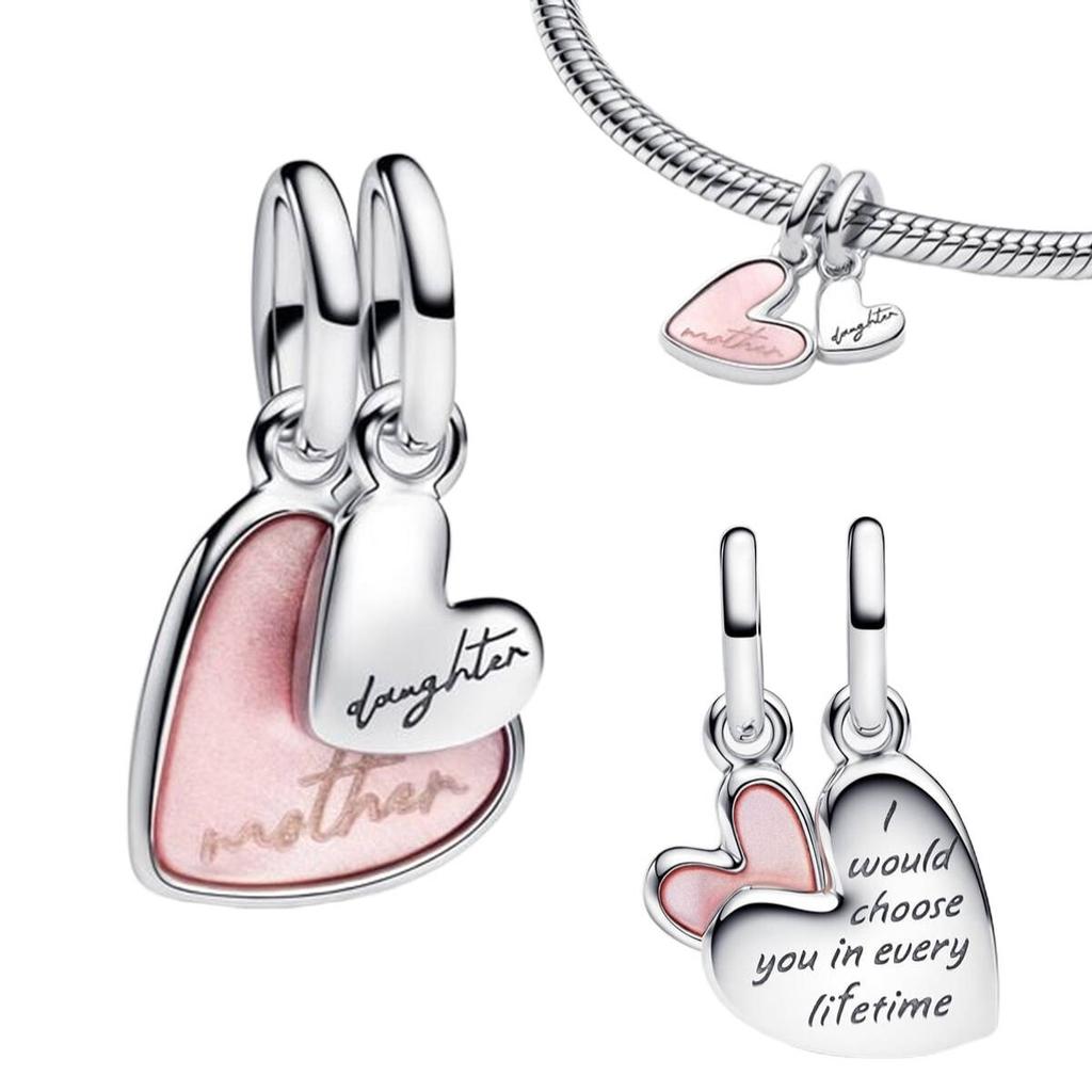 Colorful Full Diamond Charms Copper Heart Blooming Rose Round Beads Pendant Fit Original Bracelets Necklace Jewelry