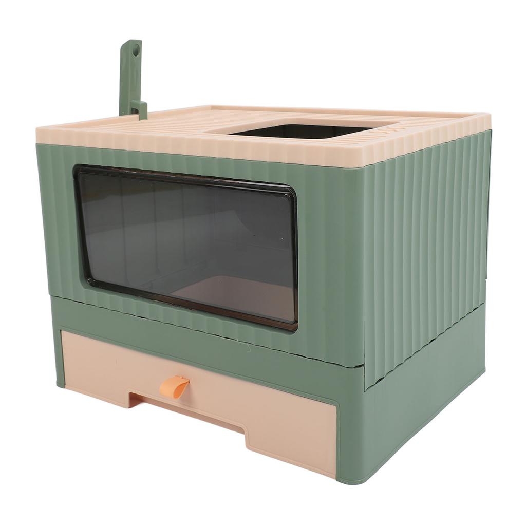 Enclosed Litter Box Foldable Top Entry Drawer Type Prevent Splashing Cat Toilet Box for Adult Cat Kitten