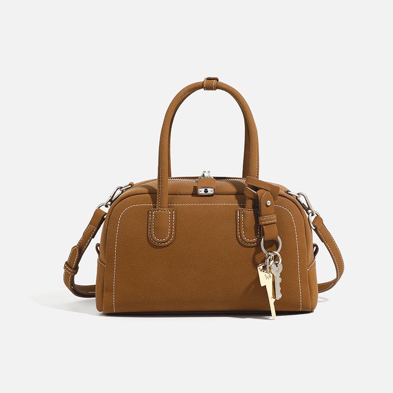 CASHY Leather Boston Handbag: Women's Vintage Commute Crossbody Bag