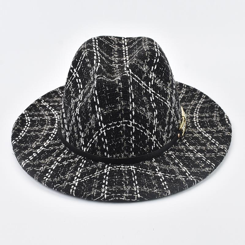 Women Elegant Fedoras Hats for Women 7CM Wide Brim Felt Jazz Hats Autumen Winter Wedding Party Dress Hat
