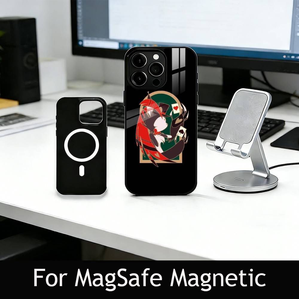 H-Hazbin H-Husk Telefoonhoesje Voor iPhone17,16,15,14,13,12,11 Plus,Pro Magnetisch Voor Magsafe Draadloos Opladen