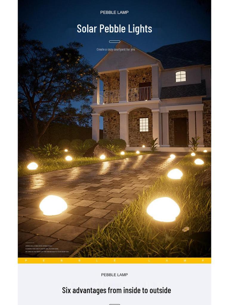Outdoor Solar Pebble Lights - Waterproof Garden & Lawn Decorative Landscape Stones