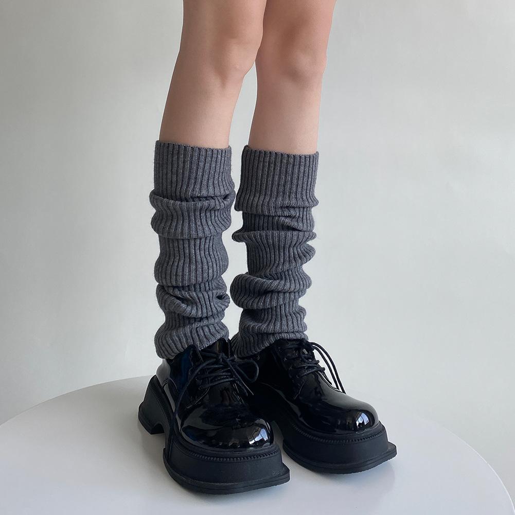 Wool Knit Leg Warmers Winter Autumn Japanese JK Style Slouchy Socks for Girls Solid Color Calf Socks Thermal Layering Essential