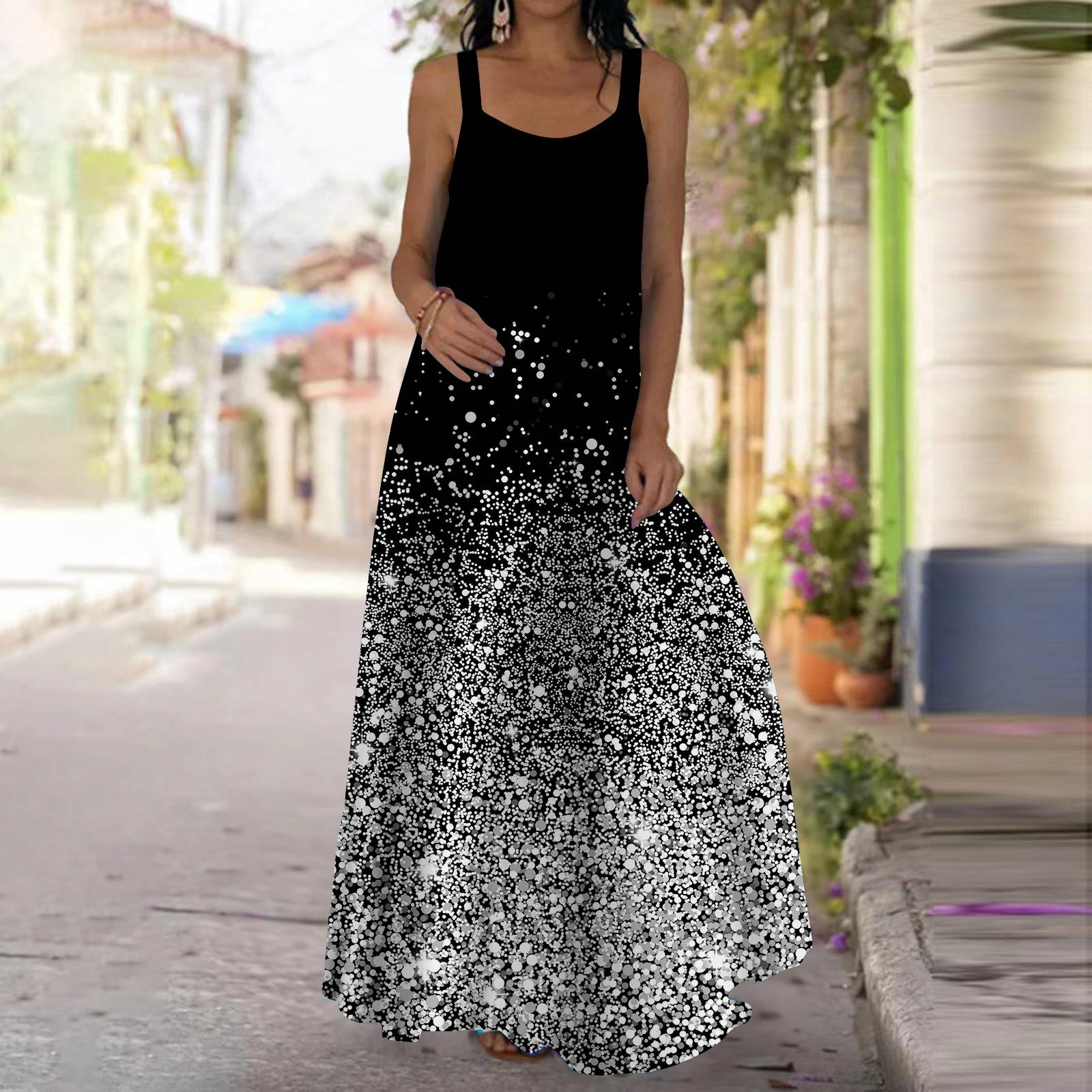 

Жіноча довга сукня максі з принтом у крапки та фрагментами, весна та літо, V-подібний виріз, дозвілля, відпустка 8XL білий