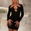 European and American New Women's Clothing Fashionable and Sexy Hollowed-out Backless Pleats Crossed Off-the-shoulder Short Skirt Women, Dress Women