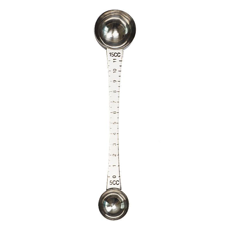 Stainless Steel Double-Ended Coffee Measuring Spoon with Scale серебряный